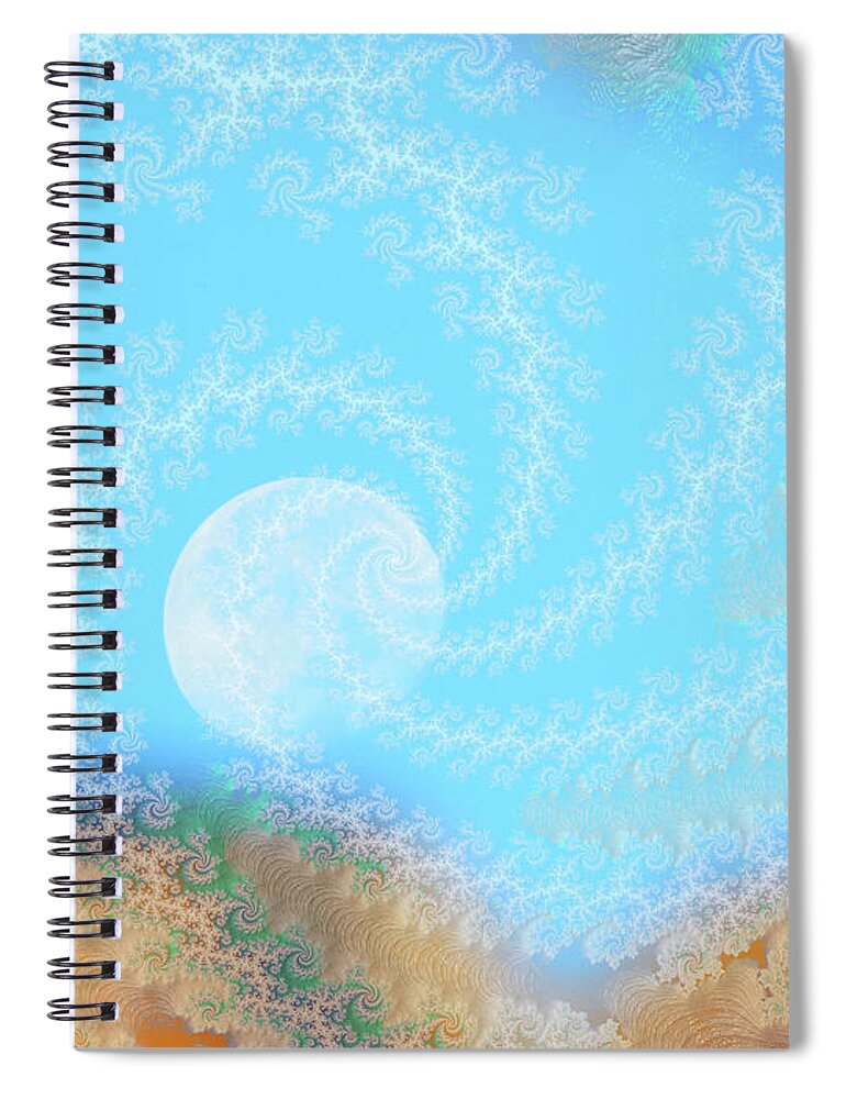Spirals of White into the Moon and Sky - Spiral Notebook