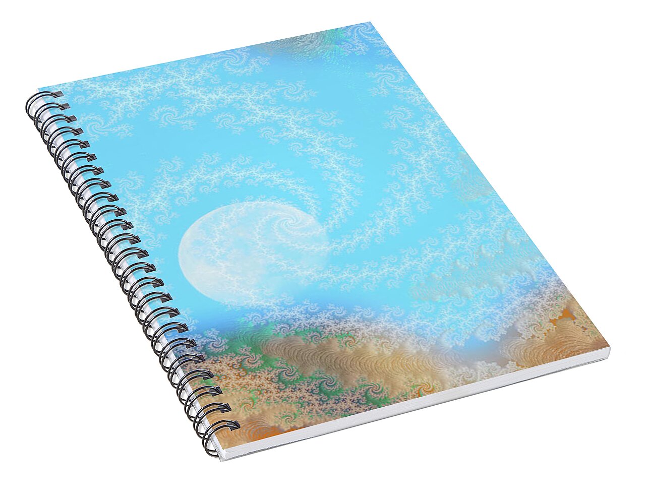 Spirals of White into the Moon and Sky - Spiral Notebook