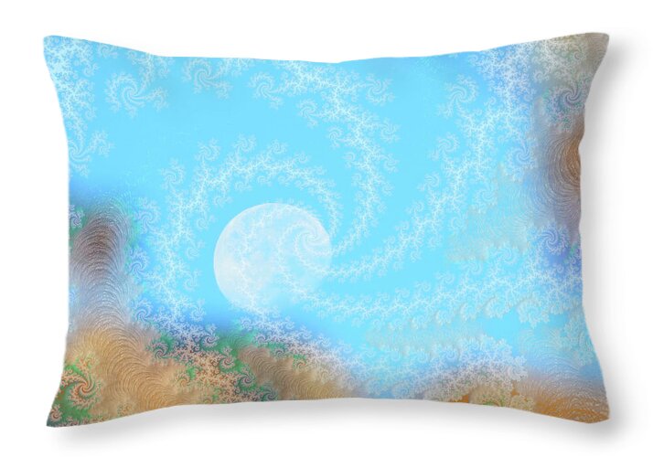 Spirals of White into the Moon and Sky - Throw Pillow