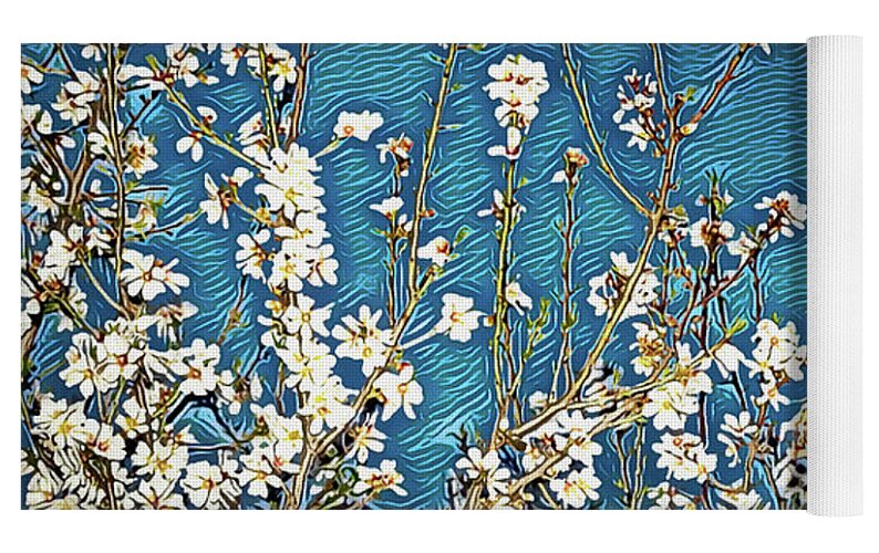 Starry Night Moon and Blooms - Yoga Mat