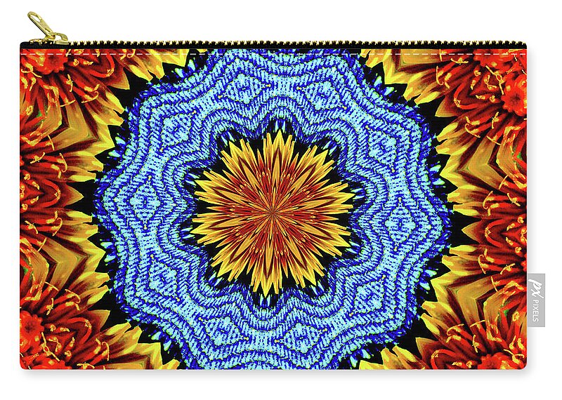 Sunflower and Denim Mandala - Zip Pouch