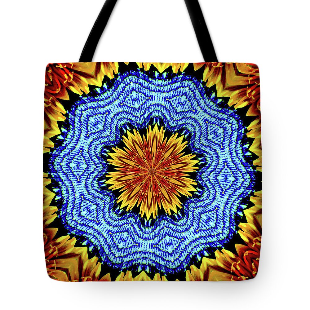 Sunflower and Denim Mandala - Tote Bag