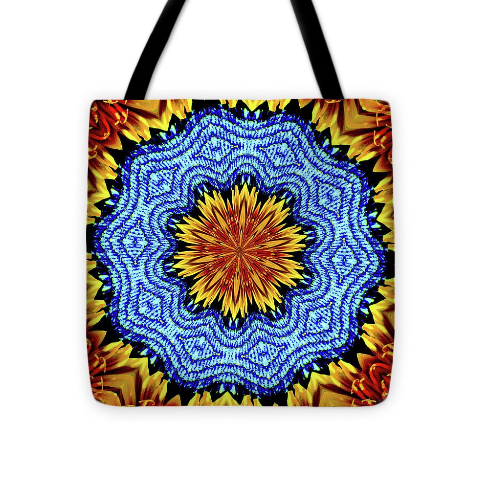 Sunflower and Denim Mandala - Tote Bag