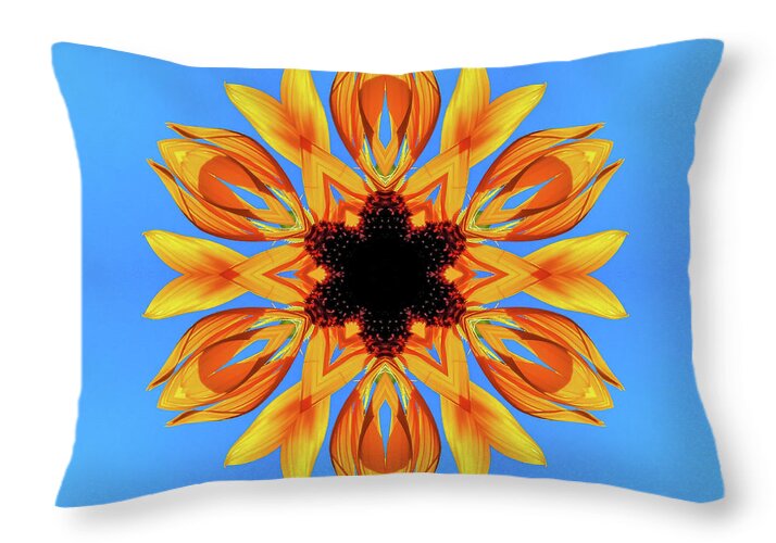 Sunflower Blues Mandala - Throw Pillow