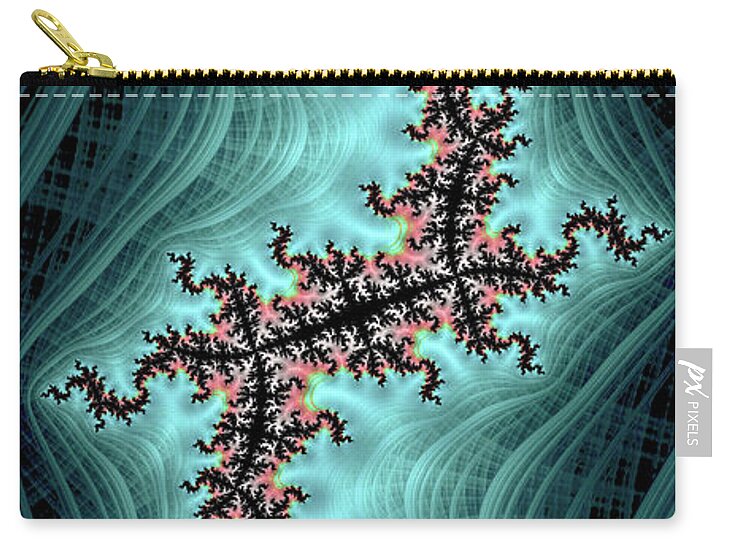 Teal and Black Spectrum Fractals - Zip Pouch