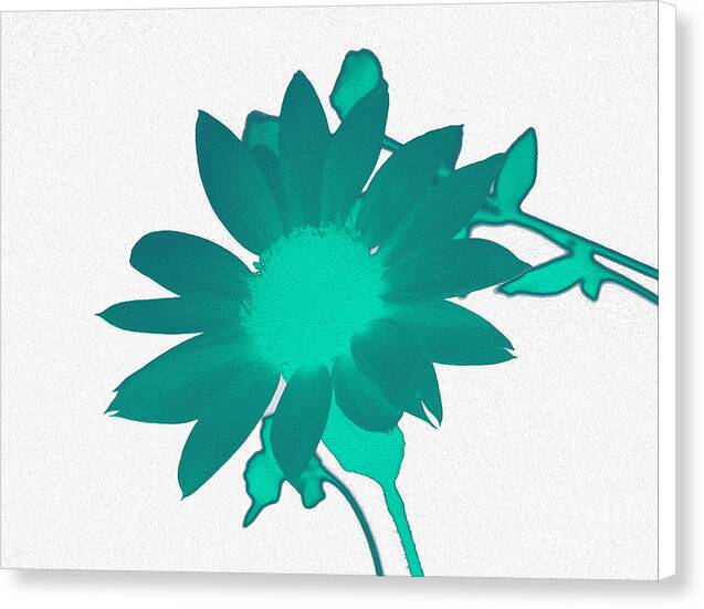 Teal Artistic Sunflower Painting - Canvas Print