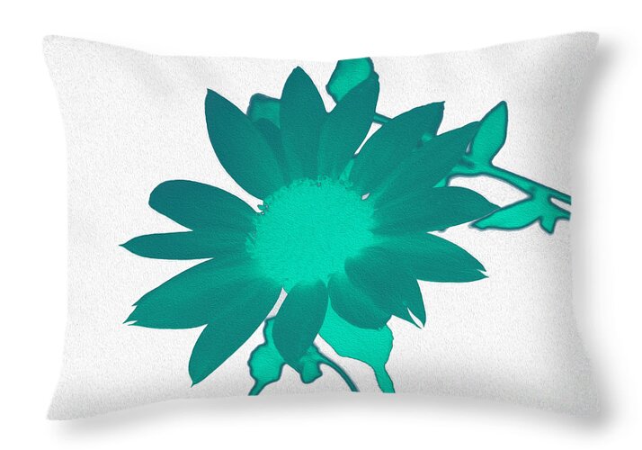 Teal Artistic Sunflower Painting - Throw Pillow