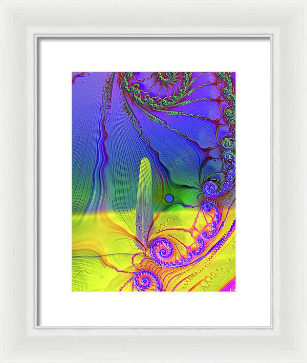 Textured Fractals and Feather - Framed Print