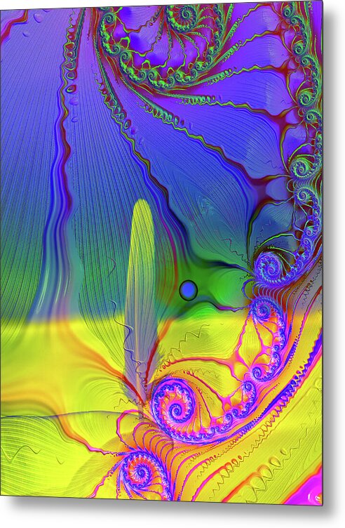 Textured Fractals and Feather - Metal Print
