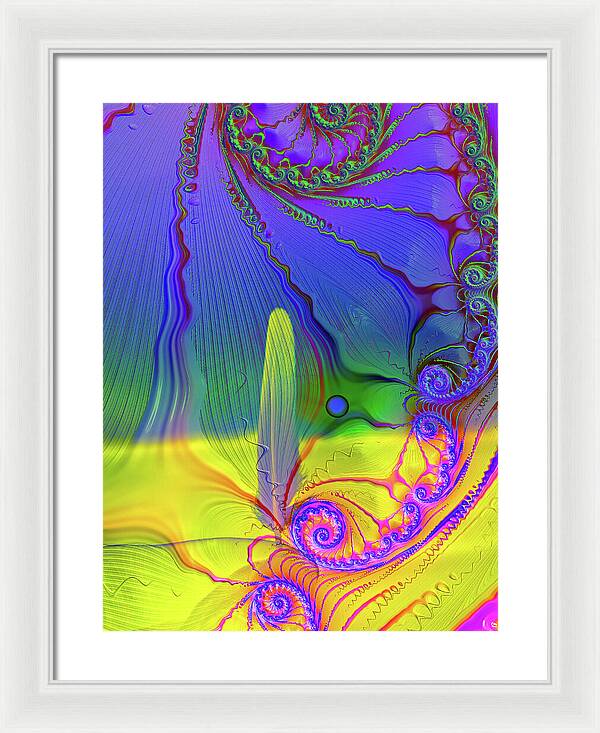 Textured Fractals and Feather - Framed Print