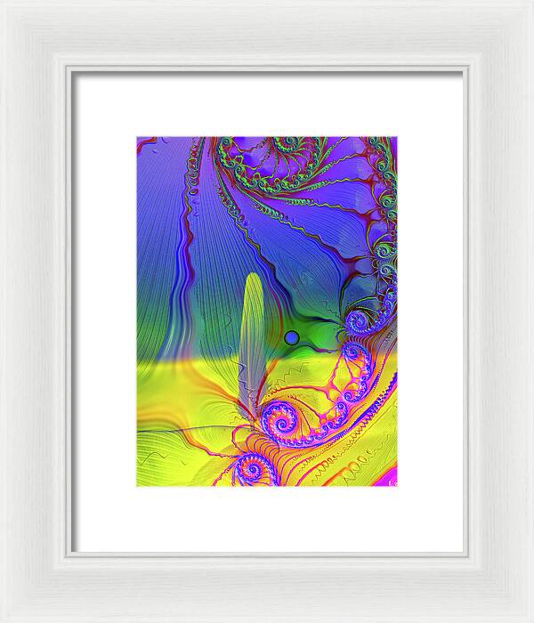 Textured Fractals and Feather - Framed Print