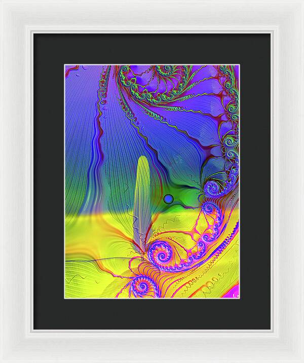 Textured Fractals and Feather - Framed Print