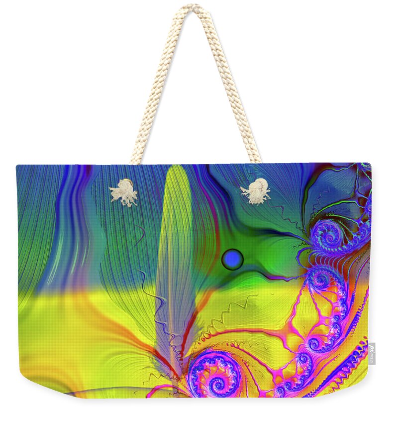 Textured Fractals and Feather - Weekender Tote Bag