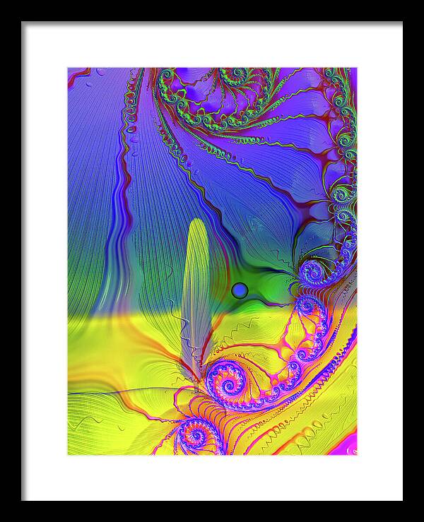 Textured Fractals and Feather - Framed Print