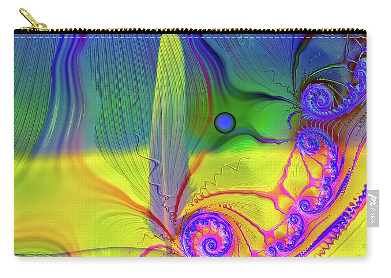 Textured Fractals and Feather - Zip Pouch