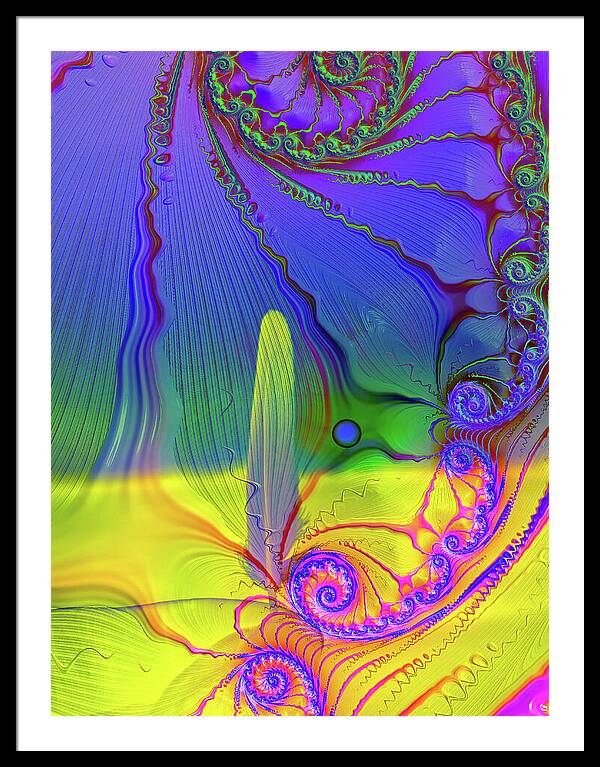 Textured Fractals and Feather - Framed Print
