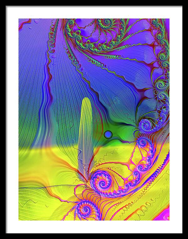 Textured Fractals and Feather - Framed Print