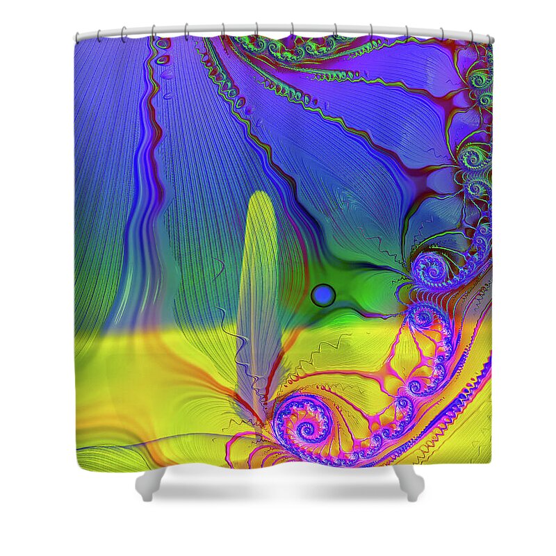 Textured Fractals and Feather - Shower Curtain