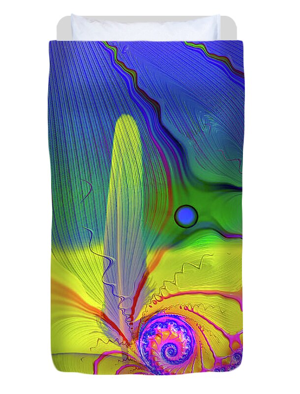 Textured Fractals and Feather - Duvet Cover