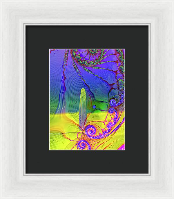 Textured Fractals and Feather - Framed Print