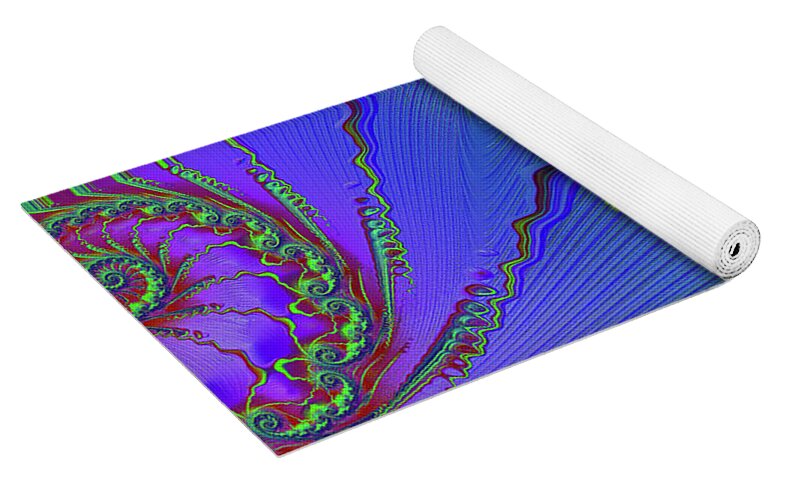 Textured Fractals and Feather - Yoga Mat