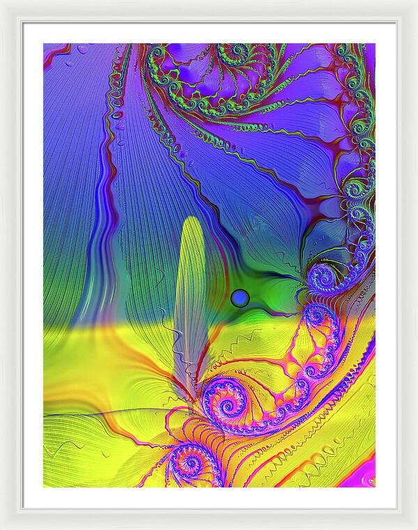 Textured Fractals and Feather - Framed Print