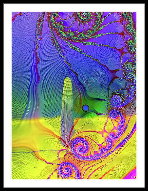 Textured Fractals and Feather - Framed Print