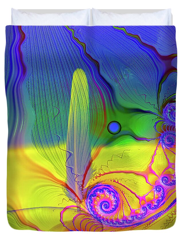 Textured Fractals and Feather - Duvet Cover