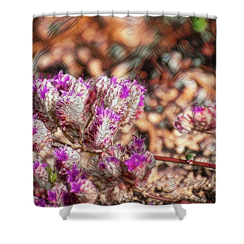 Texturized Flowers Art Landscape - Shower Curtain