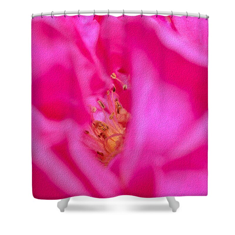 The inside of a Magenta Flower Landscape - Shower Curtain
