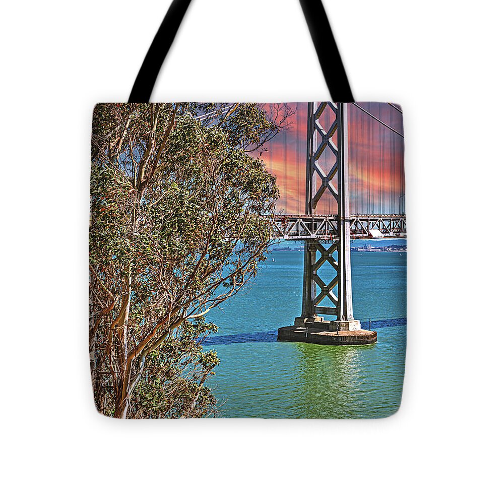 San Francisco Oakland Bay Bridge Vibrant Landscape - Tote Bag