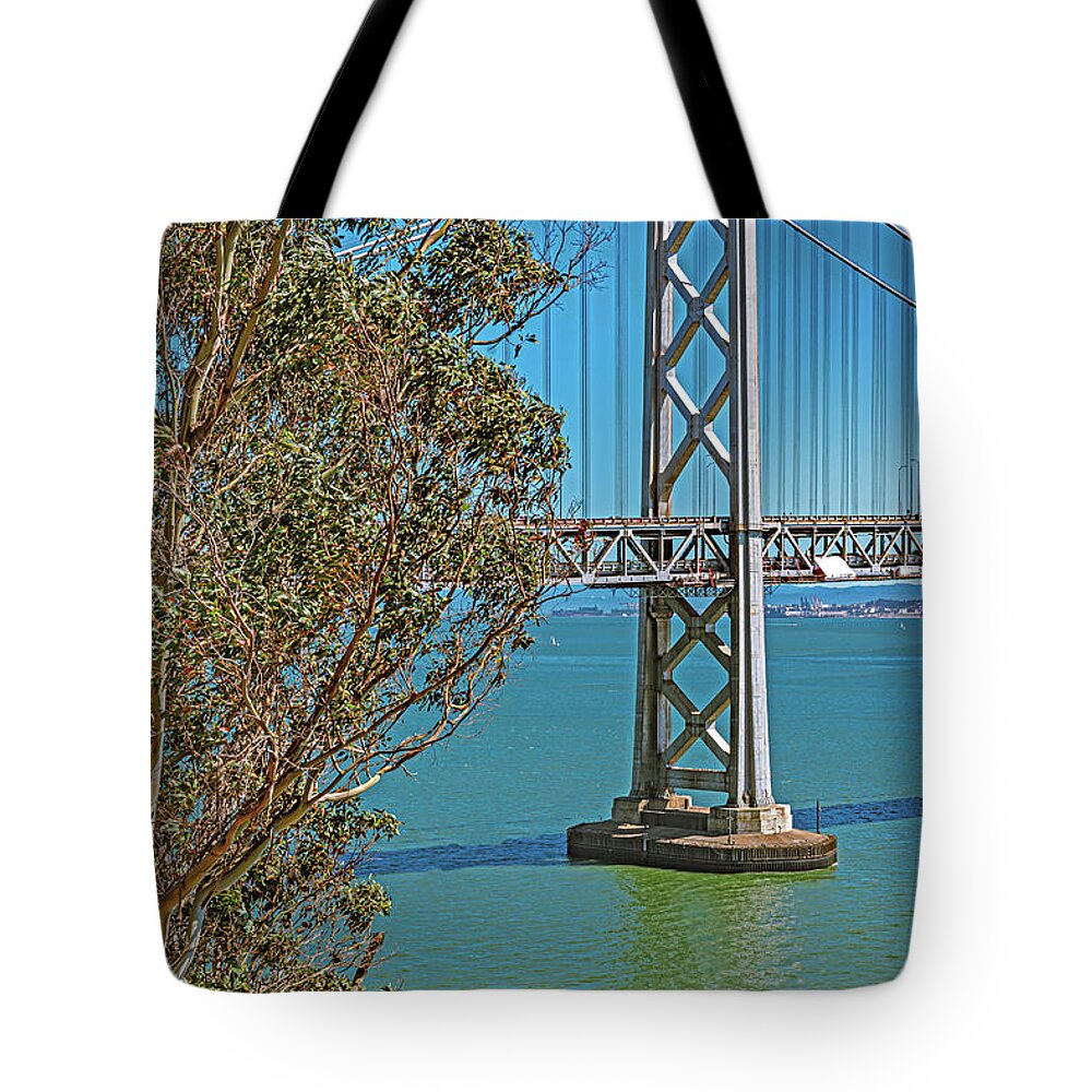 San Francisco Oakland Bay Bridge with a Blue Sky Seascape - Tote Bag