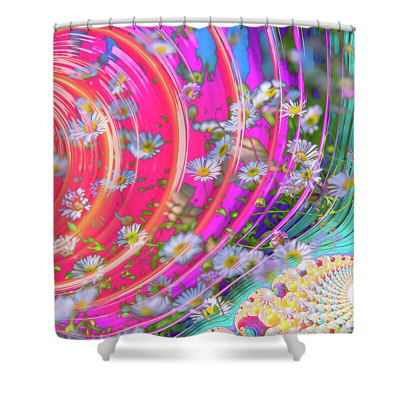 Vibrant and Colorful Daisy Abstract Art - Shower Curtain