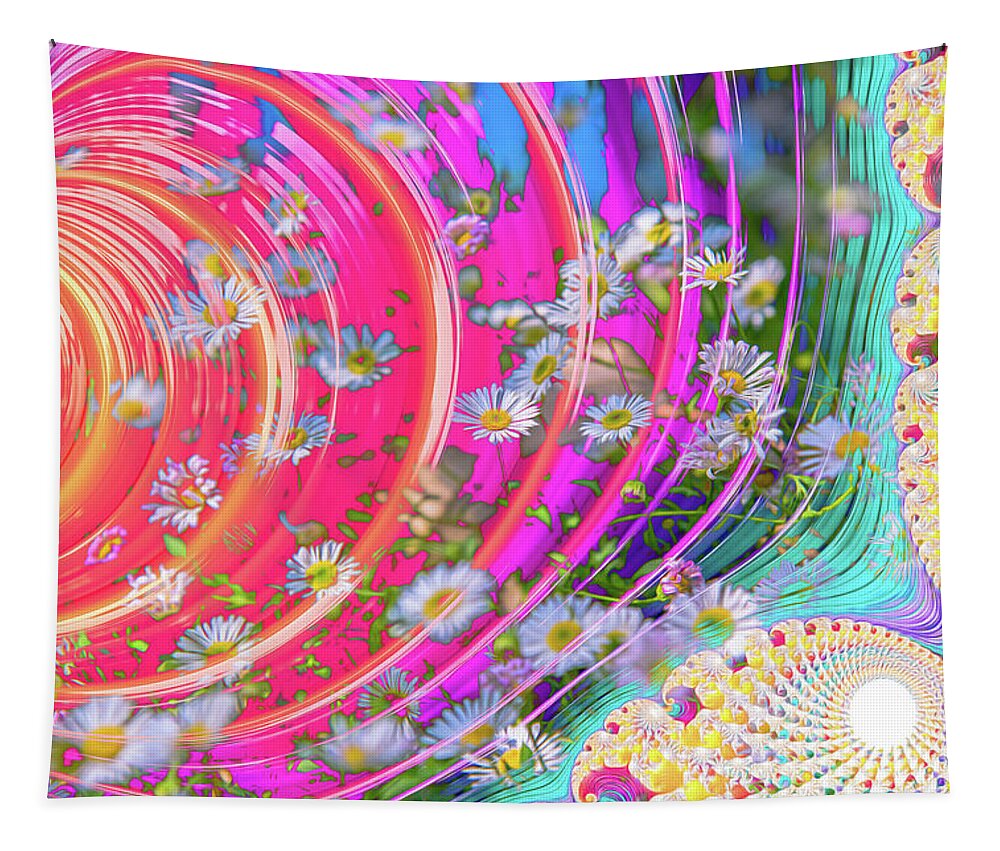 Vibrant and Colorful Daisy Abstract Art - Tapestry