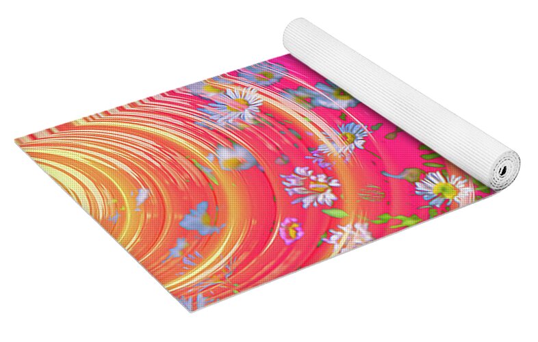 Vibrant and Colorful Daisy Abstract Art - Yoga Mat