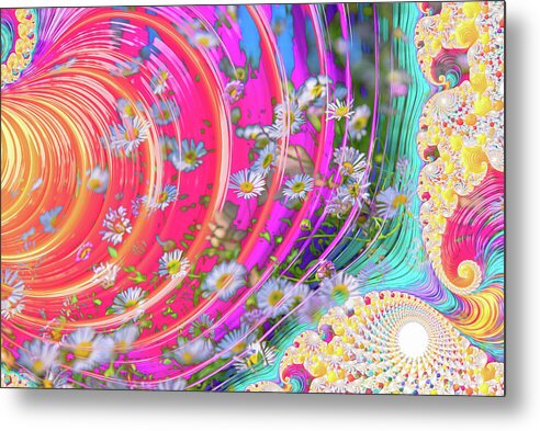 Vibrant and Colorful Daisy Abstract Art - Metal Print