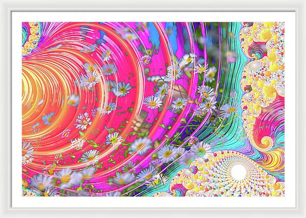 Vibrant and Colorful Daisy Abstract Art - Framed Print