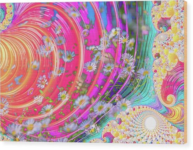 Vibrant and Colorful Daisy Abstract Art - Wood Print