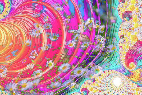 Vibrant and Colorful Daisy Abstract Art - Art Print