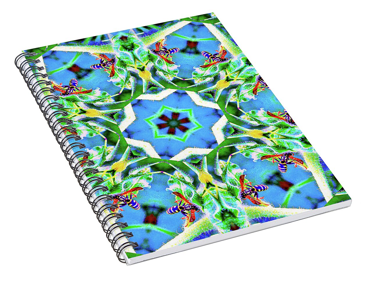 Wasp Kaleidoscope Six pointed Star Pattern - Spiral Notebook