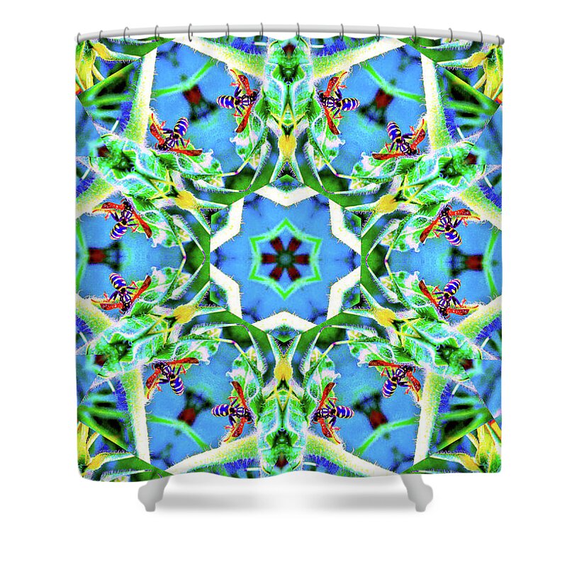 Wasp Kaleidoscope Six pointed Star Pattern - Shower Curtain