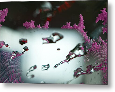 Water Drops and Pink Abstracts - Metal Print