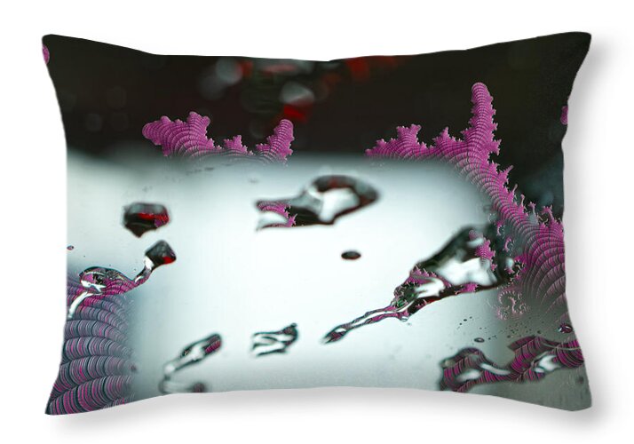 Water Drops and Pink Abstracts - Throw Pillow