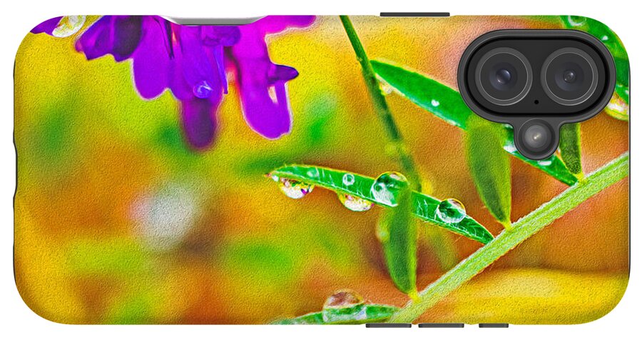 Water Drops on Flowers and Their Tiny Leaves - Phone Case