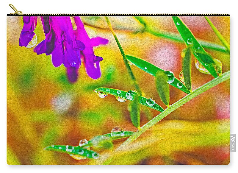 Water Drops on Flowers and Their Tiny Leaves - Zip Pouch