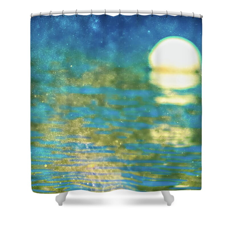 Water Front Moon Landing Reflection - Shower Curtain