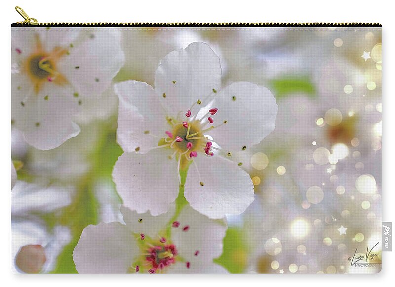 White and Sparkly Blooms - Zip Pouch