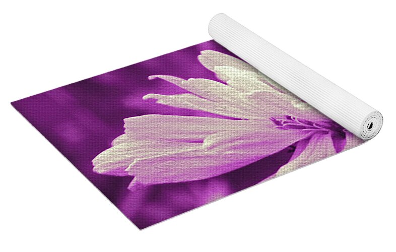 White Flower on a Purple Artistic Background - Yoga Mat