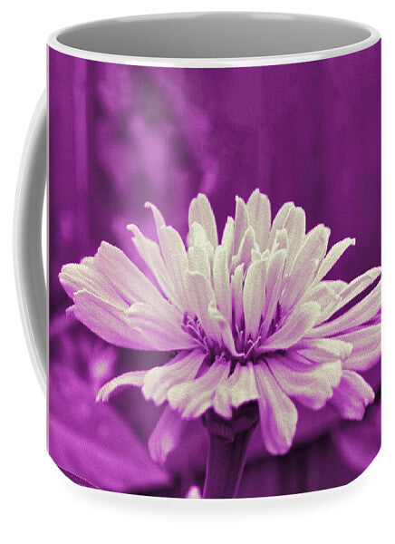 White Flower on a Purple Artistic Background - Mug