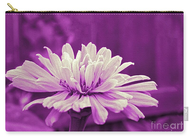 White Flower on a Purple Artistic Background - Zip Pouch